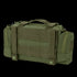 The Condor Deployment Bag 6.5L is a green tactical bag featuring multiple compartments, MOLLE webbing on the back, a top handle, and two snap-button straps for easy attachment.